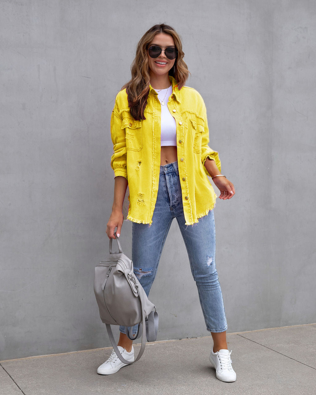 Fashion Ripped Shirt Jacket Female Autumn And Spring Casual Tops Womens Clothing Women DealSniper.net