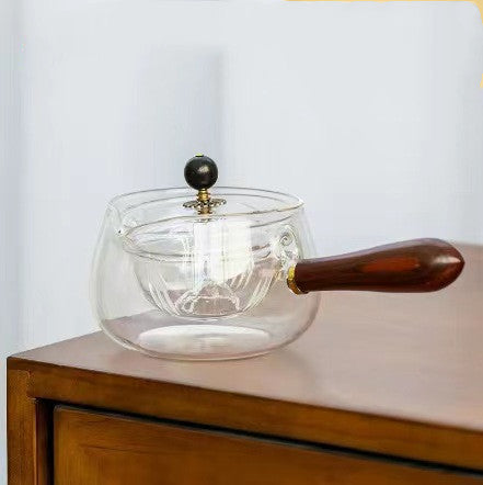 Semi-automatic Tea Making With Infuser And Wooden Handle Kitchen DealSniper.net Transparent