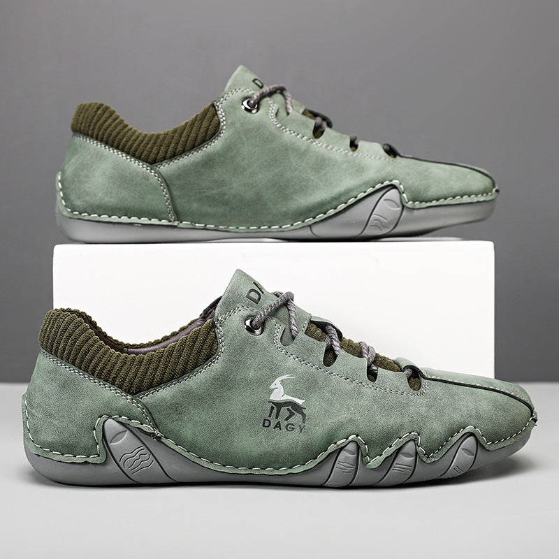 High Quality Men Sneakers Fashion Lace-up Flats Shoes Men DealSniper.net Green Size37
