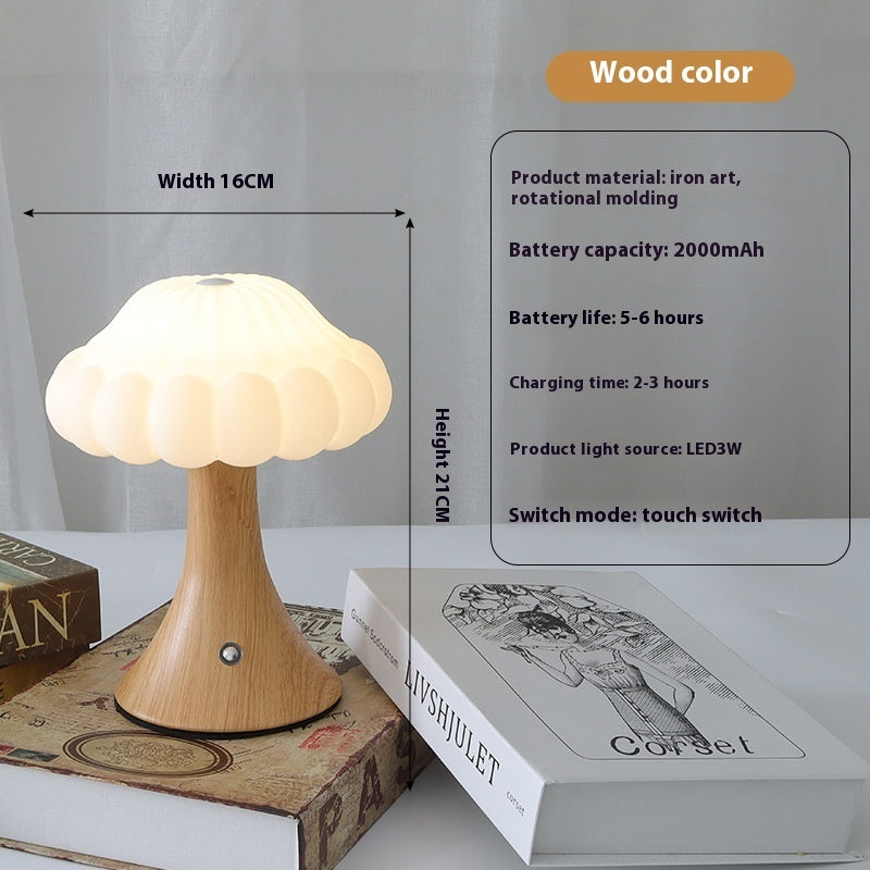 Mushroom Lamp Bar Cafe Decoration Charging Touch Small Night Lamp Home Decor Gym From House Wood Grain Color