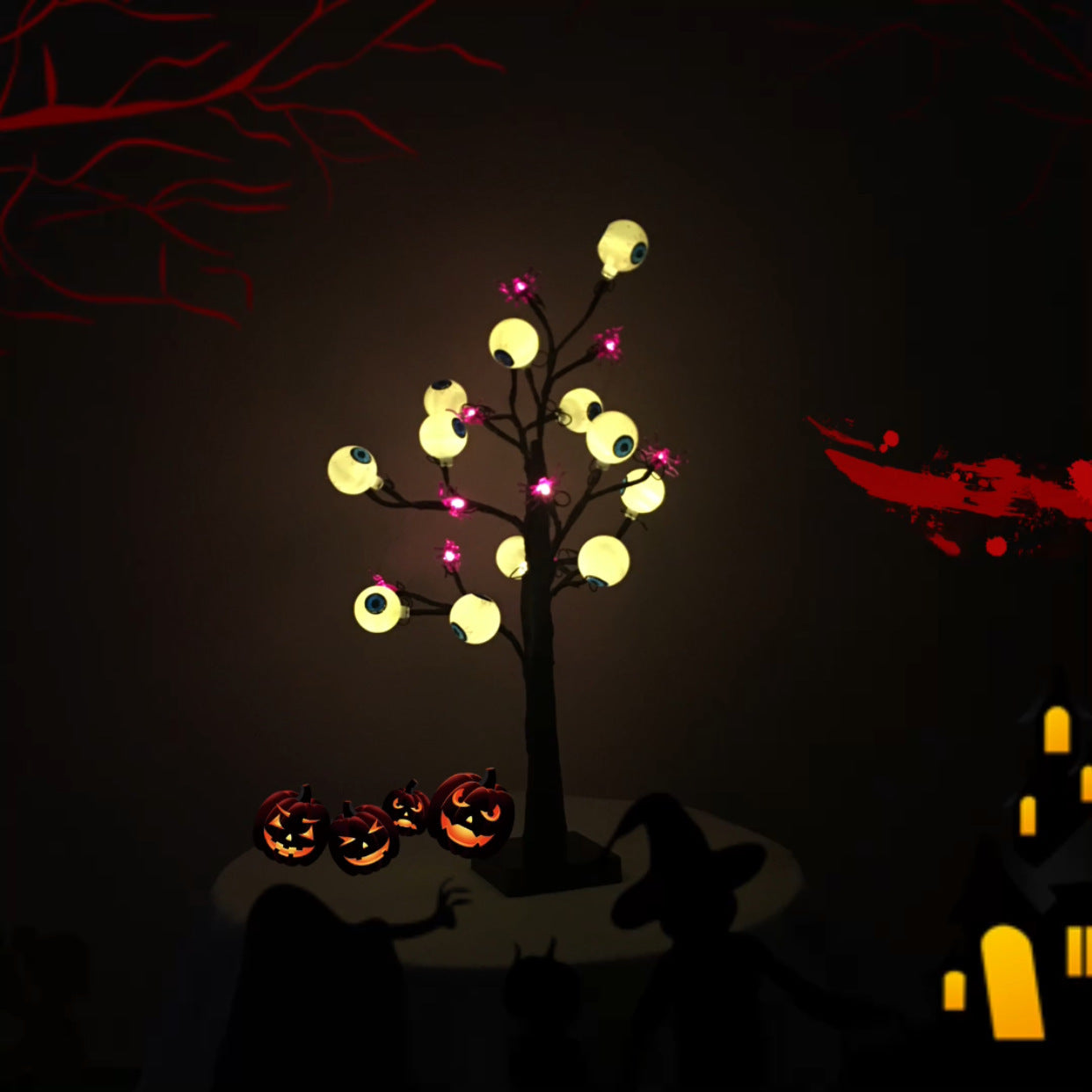 Halloween LED Ghost Eyeball Tree Light Halloween Decoration Holidays DealSniper.net