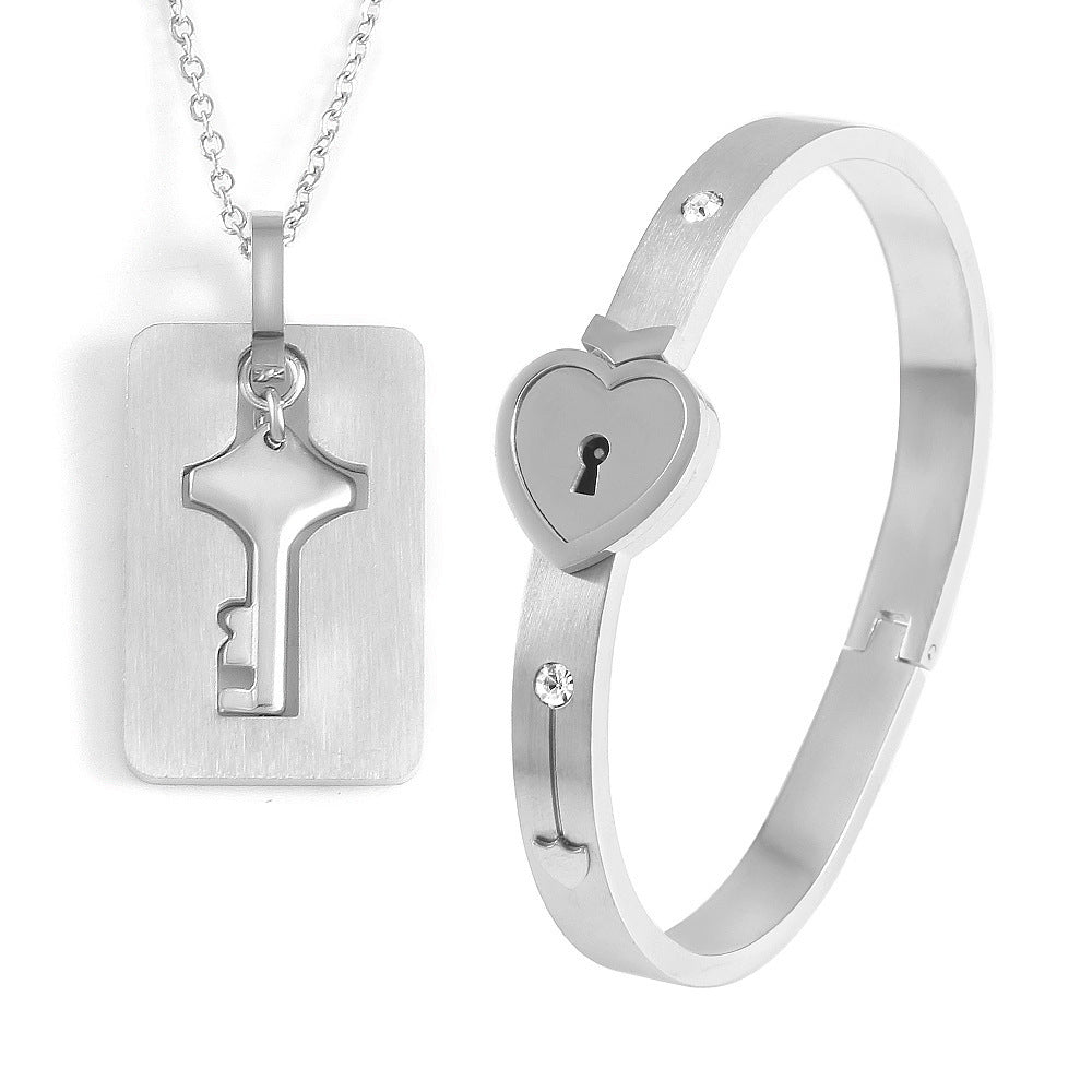 Men And Women Couple Love Lock Alloy Bracelet Jewelry DealSniper.net