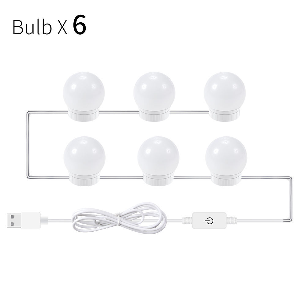 USB Touch Switch LED Mirror Light Bulb House DealSniper.net White 6 lights USB