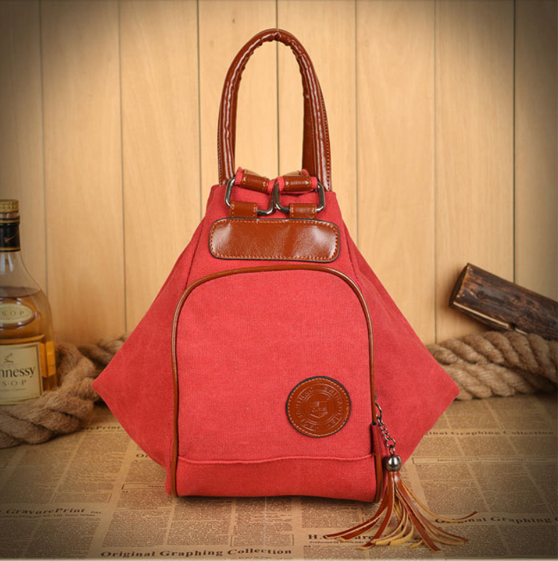 Emery - Vegan Womens Vintage Canvas Backpack Women DealSniper.net Red