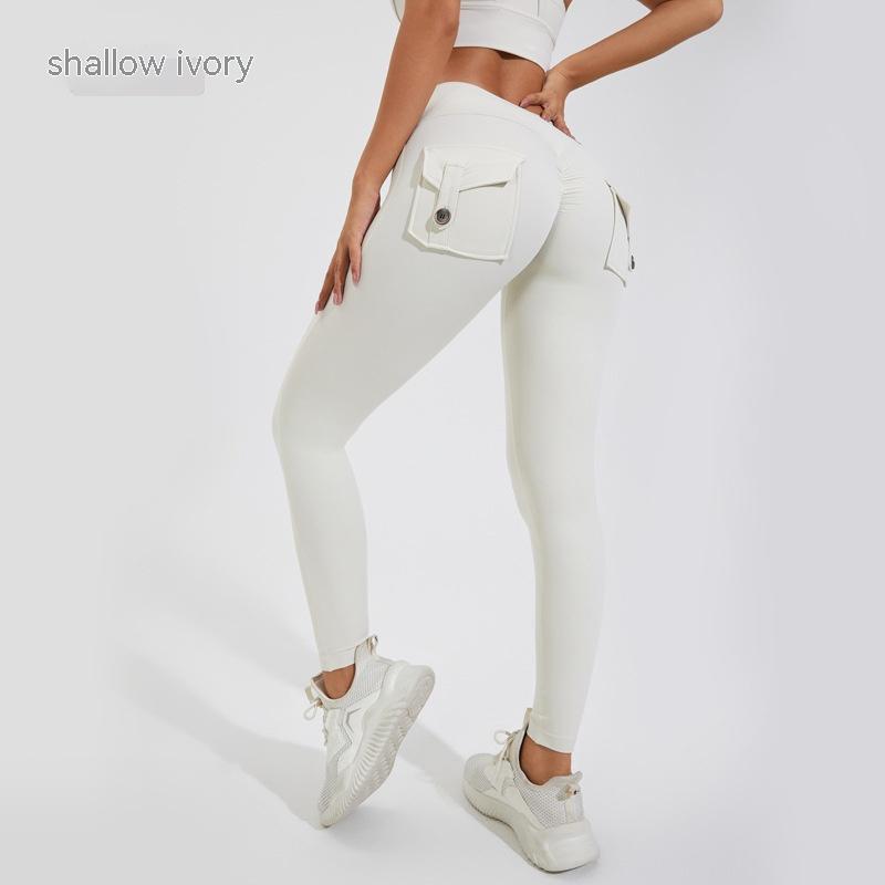 Yoga Pants Peach Hip Women's Sports Women DealSniper.net Light Ivory L