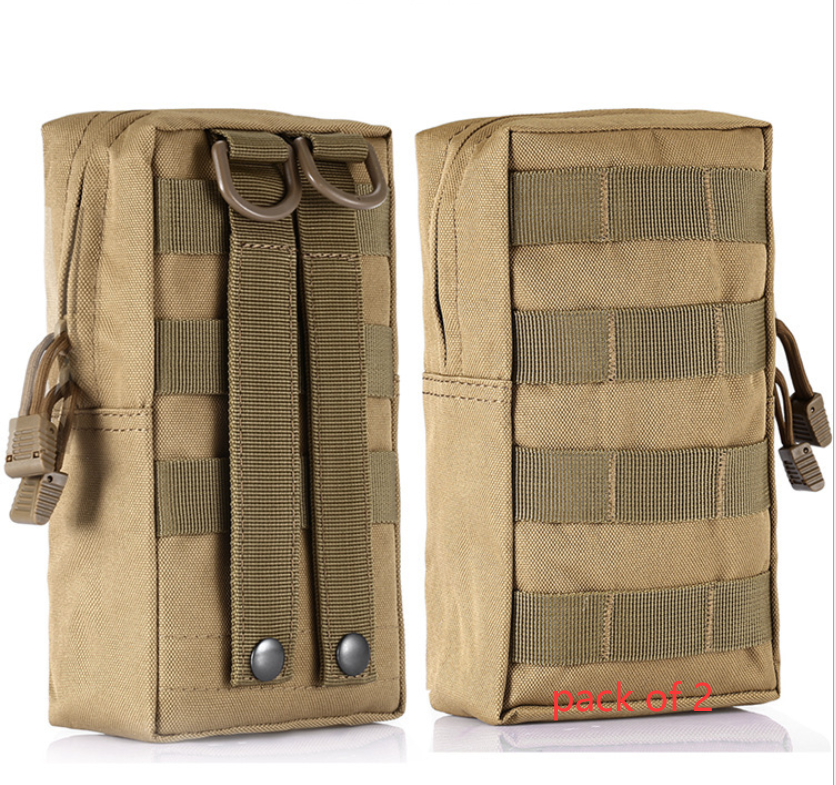 Molle Pouches EDC Utility Pouch Gadget Gear Bag Military Vest Waist Pack Water-resistant Compact Bag Men DealSniper.net Khaki.2pieces