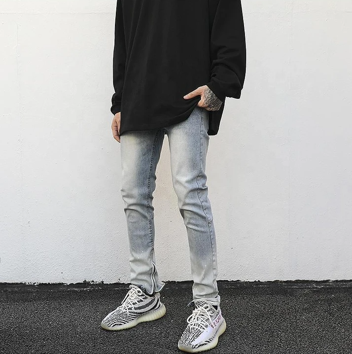 Painted Gradient Side Zip Slim-Fit Jeans Men DealSniper.net
