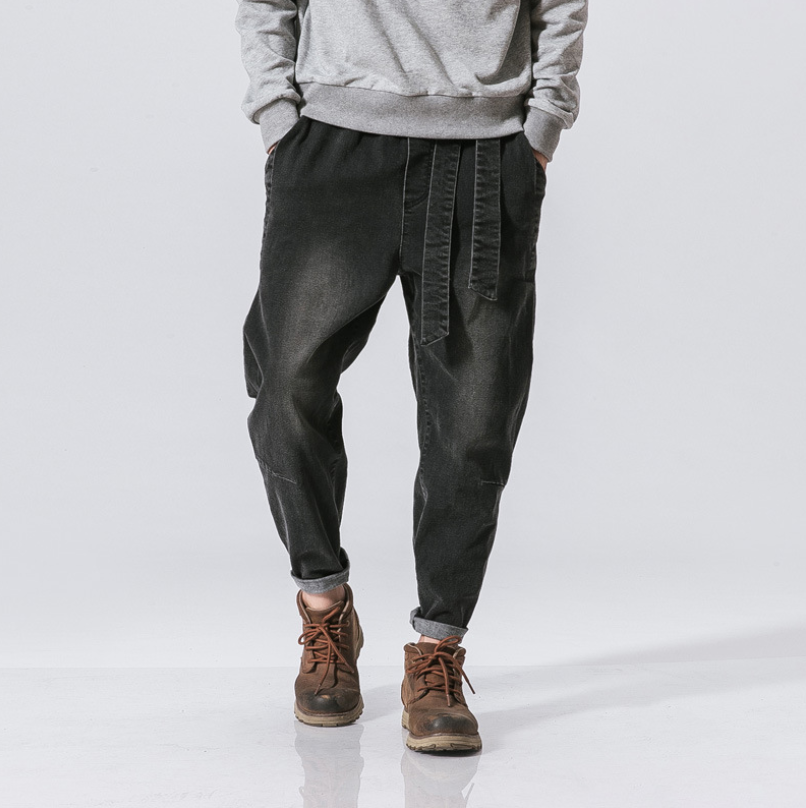 New Fashion Punk Stretch Bike Denim Jeans Street Skate HIP HOP Style Loose Trousers Men DealSniper.net black 2XL