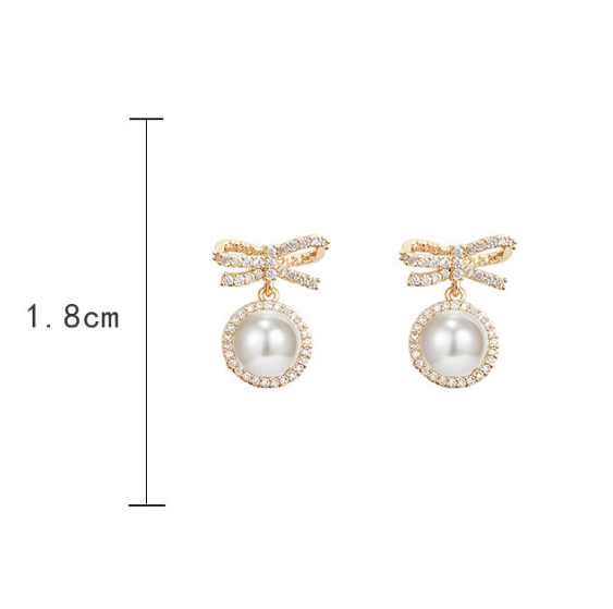 Bow Pearl Simple Micro Stud Earrings Jewelry DealSniper.net