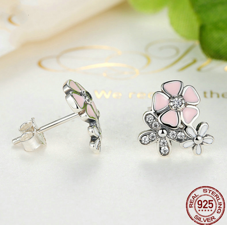 Sterling Silver Daisy Cherry Blossom Earrings Jewelry DealSniper.net