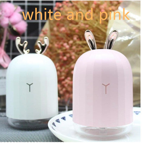Mini Humidifier Portable USB Charging Quite Deer Shape House DealSniper.net White and pink