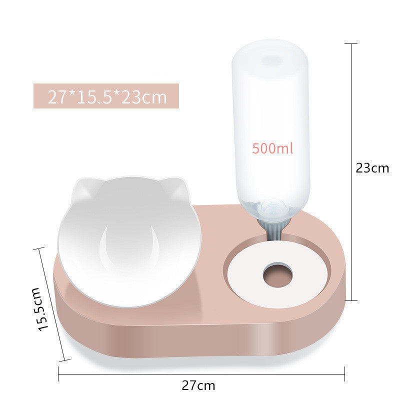 Two-in-One Pet Bowl Water Dispenser Automatic Water Bowl Pets Gym From House Pink