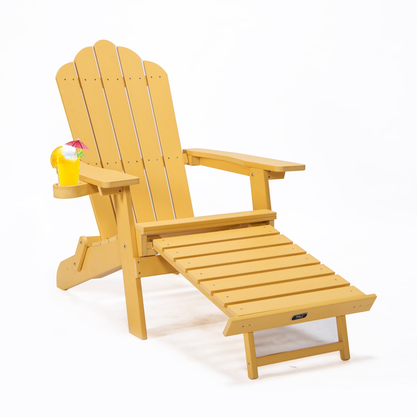 TALE Folding Adirondack Chair With Pullout Ottoman With Cup Holder Outdoor DealSniper.net AC02Y