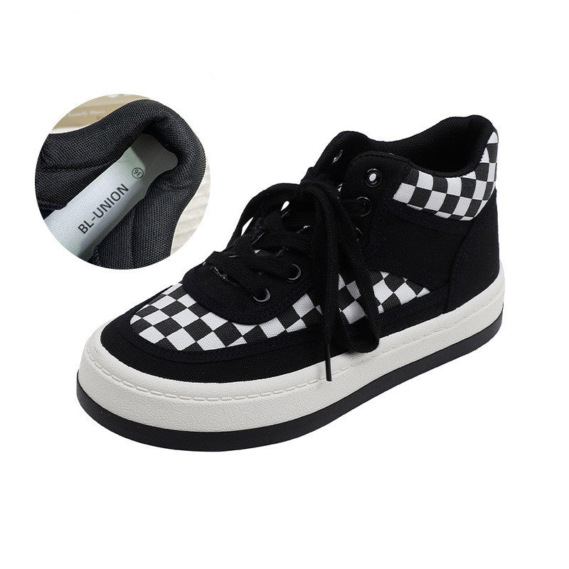 Womens Plaid Fleece Warm Canvas Shoes Women DealSniper.net Single Black 35
