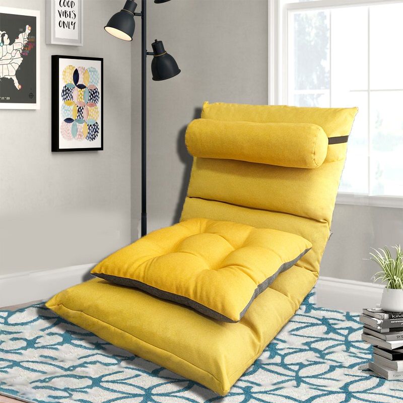 Lazy Sofa Tatami Single Small Sofa Bedroom Bed Backrest Cute Leisure Home DealSniper.net Yellow Liner and lumbar pillow