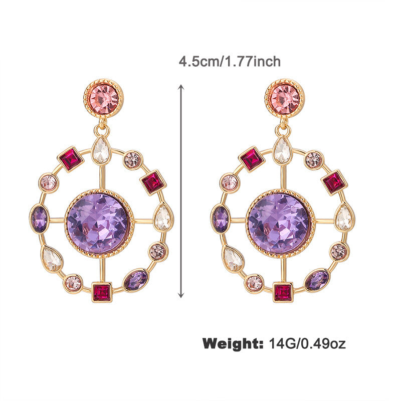 Fashion Colorful Rhinestone Special-shaped Earrings Jewelry DealSniper.net NCE05369color