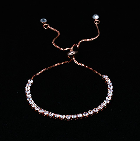Rinhoo Charm Solid Silver Color Crystal Rhinestone Bangle Bracelets Jewelry DealSniper.net Rose gold
