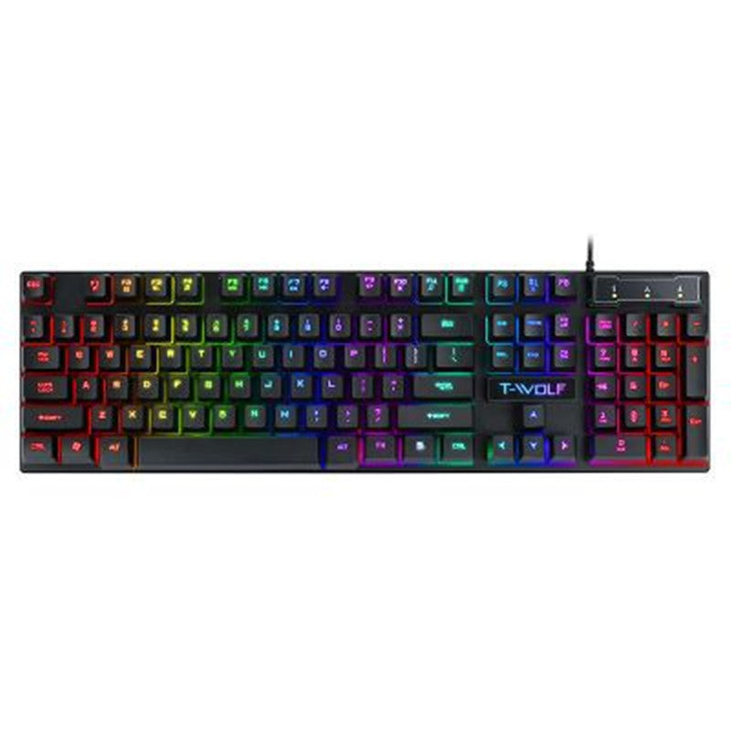 Gaming Usb Luminous Wired Keyboard Floating Manipulator Electronic dealsniper-net T20 BLACK