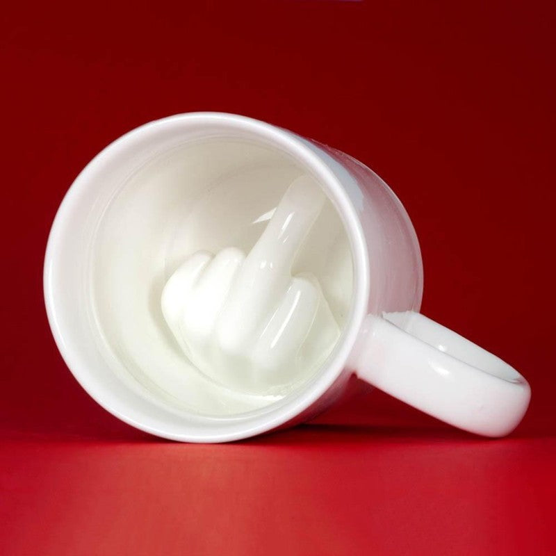 Creative Design White Middle Finger Mug Novelty Style Mixing Kitchen DealSniper.net