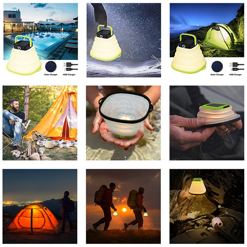 Collapsible Camping Light IP68 Waterproof Solar Foldable Lantern Outdoor DealSniper.net