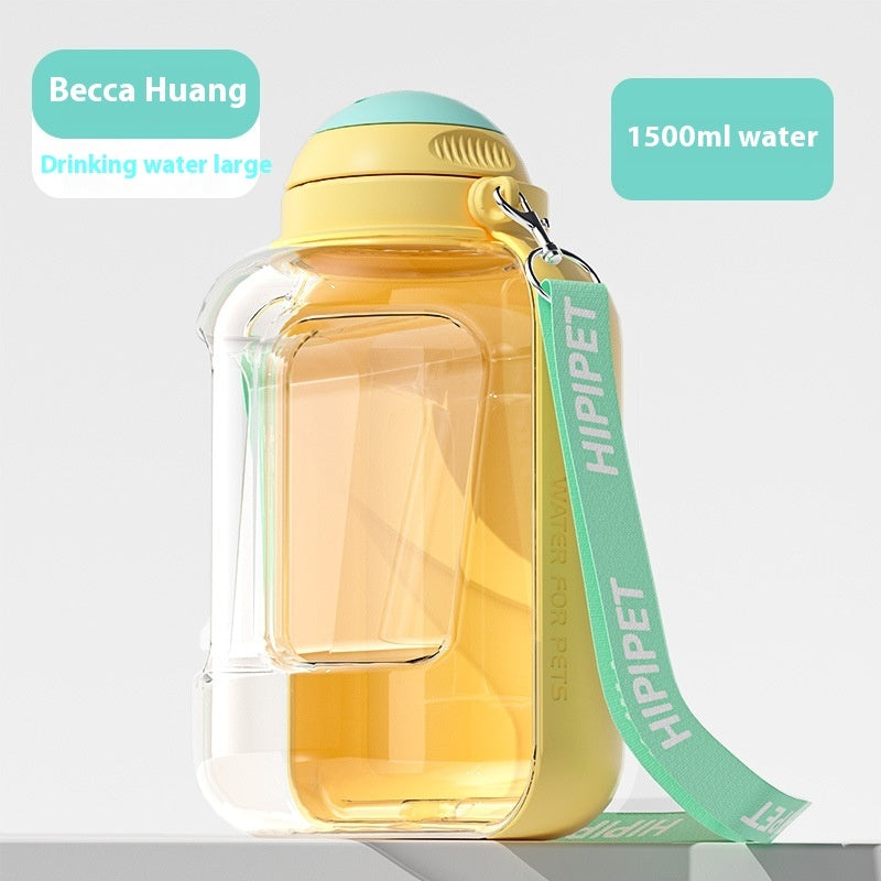 2 In 1 Dog Large Capacity Pets Out Drinking Dispenser Pets DealSniper.net Yellow 1500ml