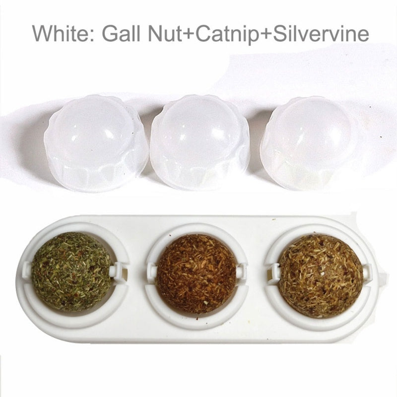 3pcs/lot Self-adhesive Rotated Catnip Lick Ball Pets DealSniper.net White Q3pc