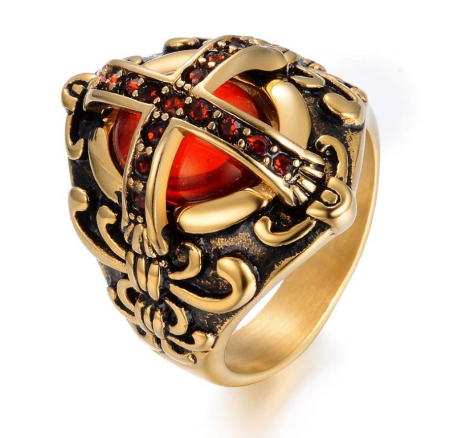 Cross red diamond ring Jewelry DealSniper.net