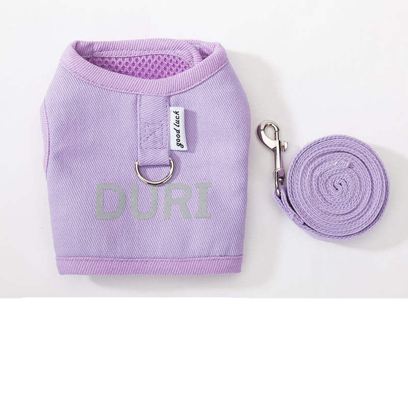 New Dog Harness And Leash Set Woven Fabric Clothes Pets DealSniper.net Purple L