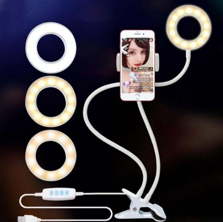 LED Selfie Ring Light for Live Adjustable Makeup Light-8cm Stand Phones DealSniper.net White