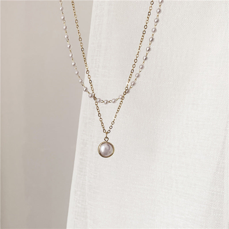 Ancient Stacked Double-layer Pearl Necklace Women Women DealSniper.net