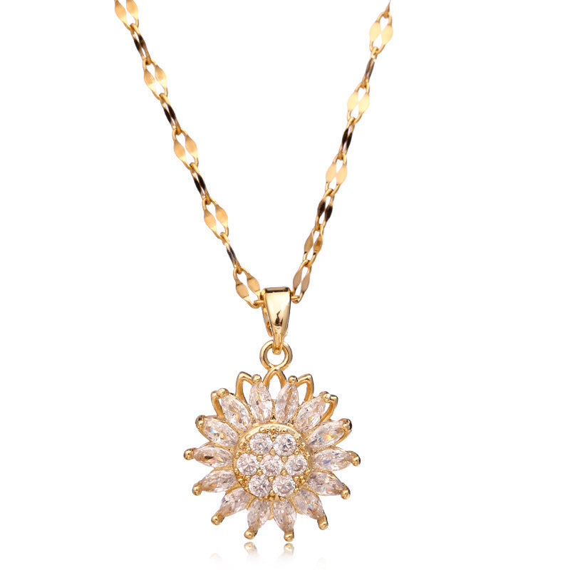 Double-layer Rotatable Sunflower Necklace Jewelry Jewelry DealSniper.net