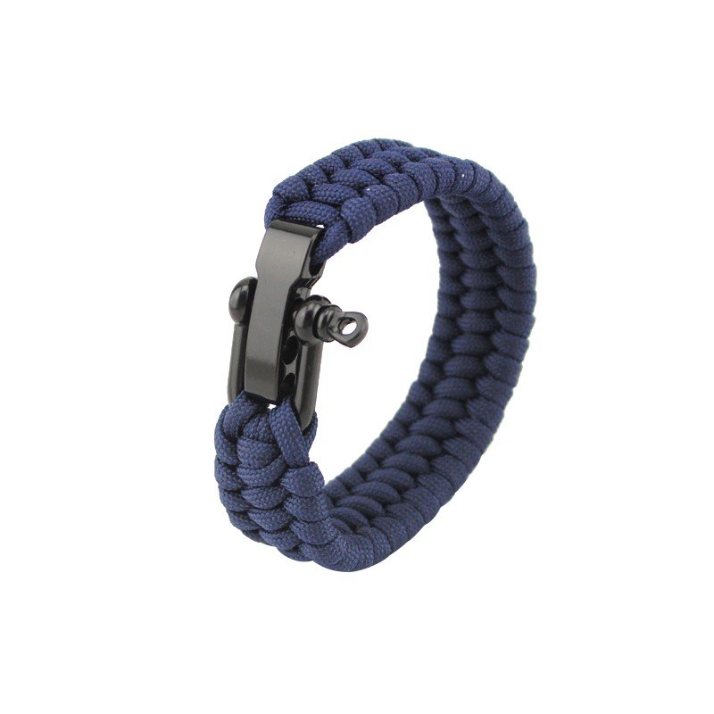 Seven-core umbrella rope braided U-shaped steel buckle bracelet Jewelry DealSniper.net Tibetan blue and blue