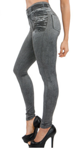 Fake Pocket Corset Denim Leggings Women DealSniper.net Grey 3XL