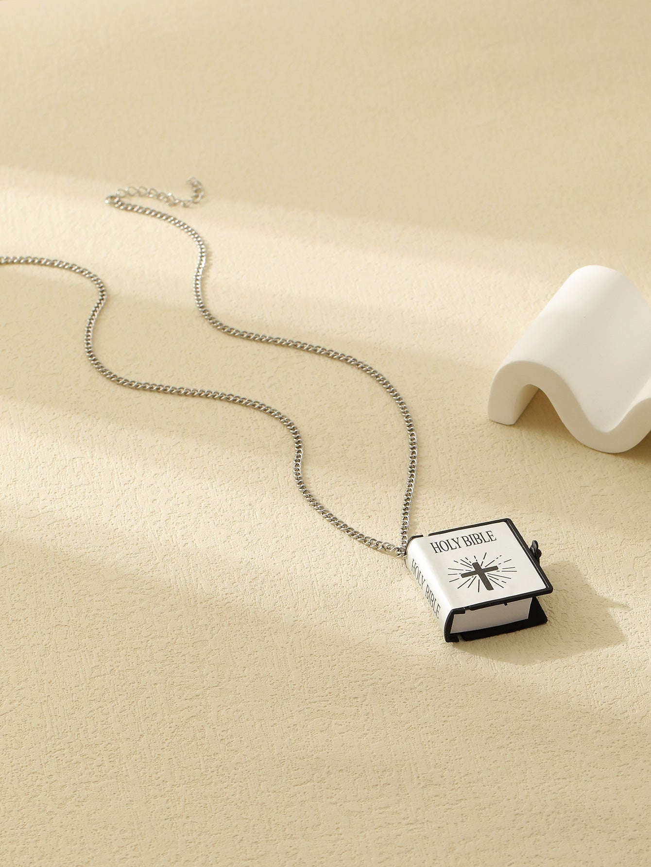 Stainless Steel Necklaces For Men Women Cross Bible Jewelry DealSniper.net Silver White