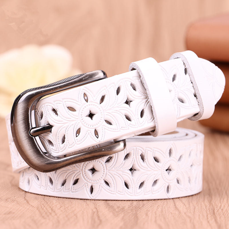 New Belt Hollow Pattern Belt Ladies Trend Waistband Women Gym From House White 105cm