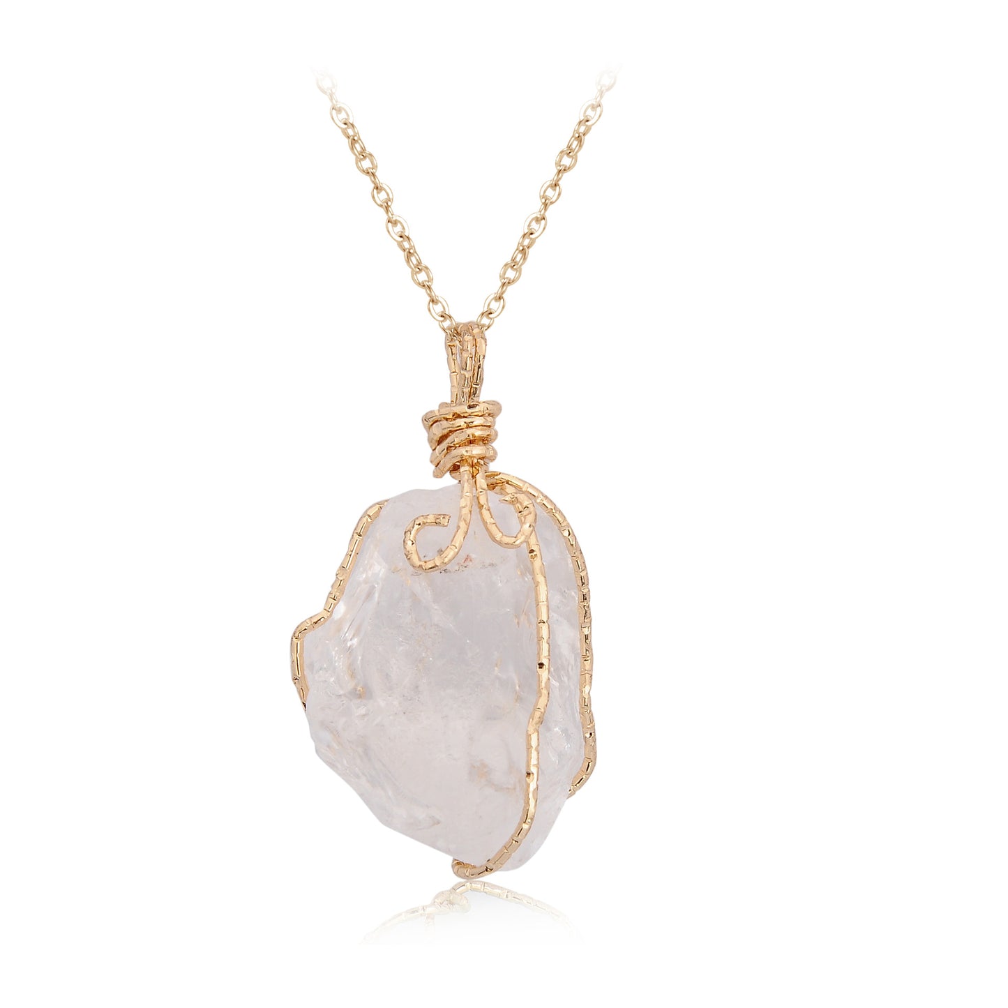 Natural stone pendant irregular crystal rough necklace Deals DealSniper.net White Crystal (Golden) Pure natural