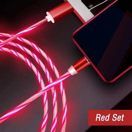 Compatible with Apple, Flowing Light Magnetic Streamer Data Line Phones DealSniper.net Android Red