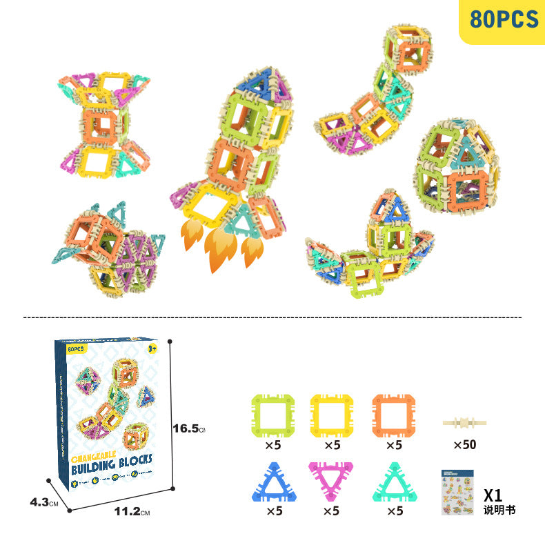 Splicing Buckle Building Blocks Toy Space Three-dimensional Kids dealsniper-net 80pcs English Package
