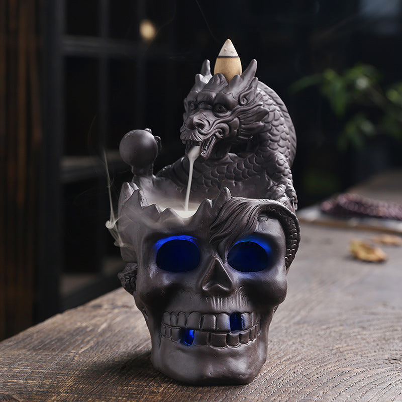 Skull Head Halloween Home Decoration Backflow Incense Burner Home Decor DealSniper.net