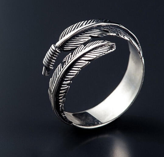 Antique Feather Ring 925 Sterling Silver Jewelry DealSniper.net