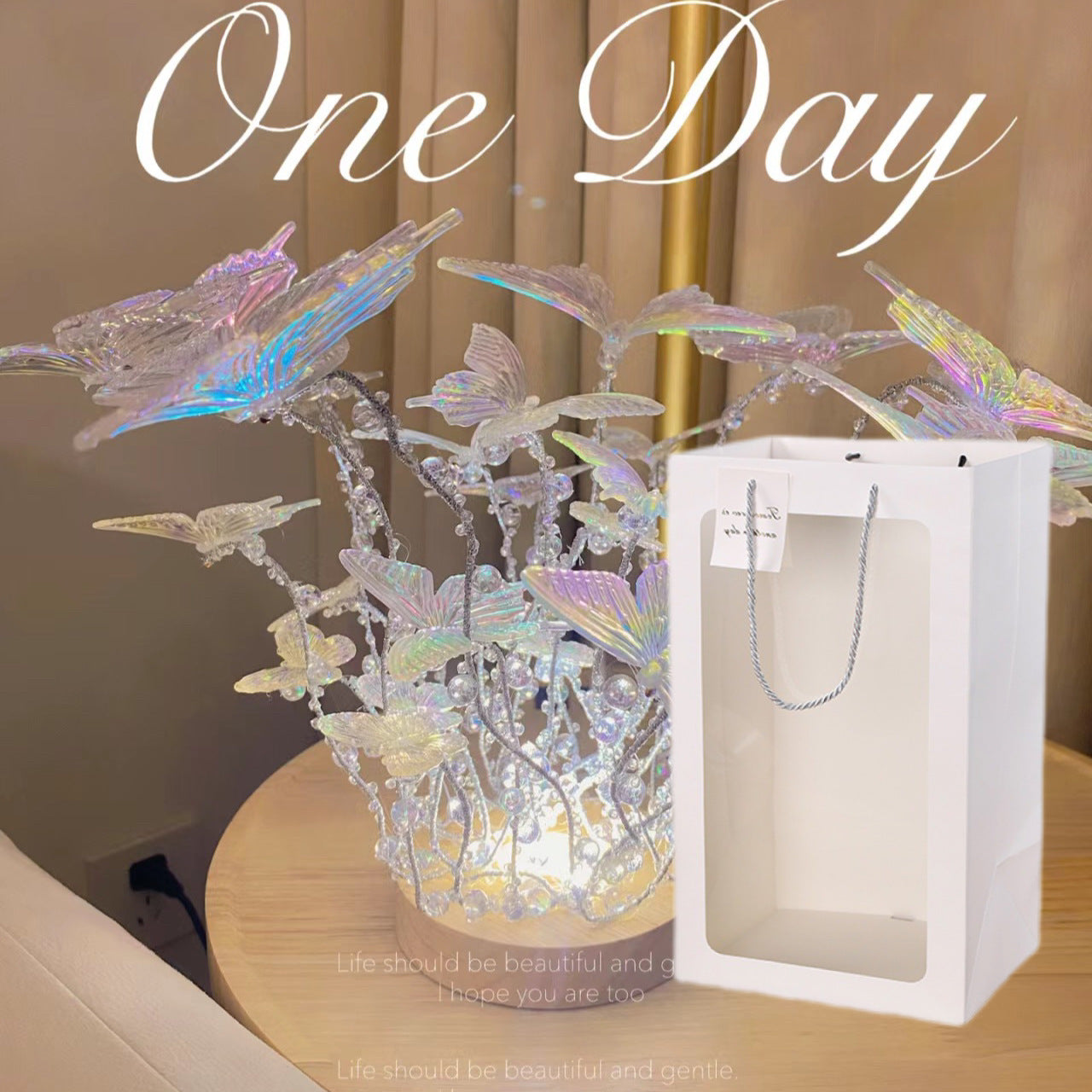 Handmade Diy Butterfly Crystal Small Night Lamp Bedside Ambience Light Home Decor Gym From House Material Package With Gift Bag