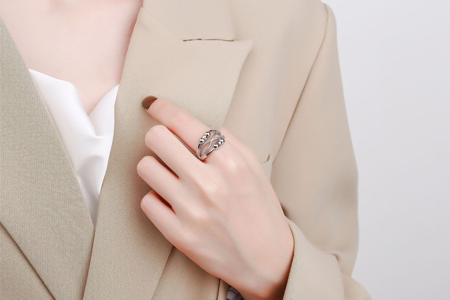 Double-layer Hollow Line Rotatable Ring Women Jewelry DealSniper.net