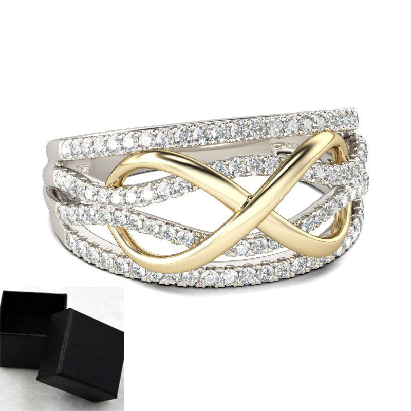 Simple Trenty Style Fashion Two Tone Color Round Zirconia Jewelry DealSniper.net Two color With Box 10