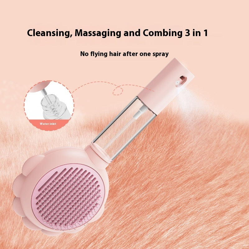 2 In 1 Self Cleaning Dog Brush Comb With Spray Pets Grooming Pets DealSniper.net