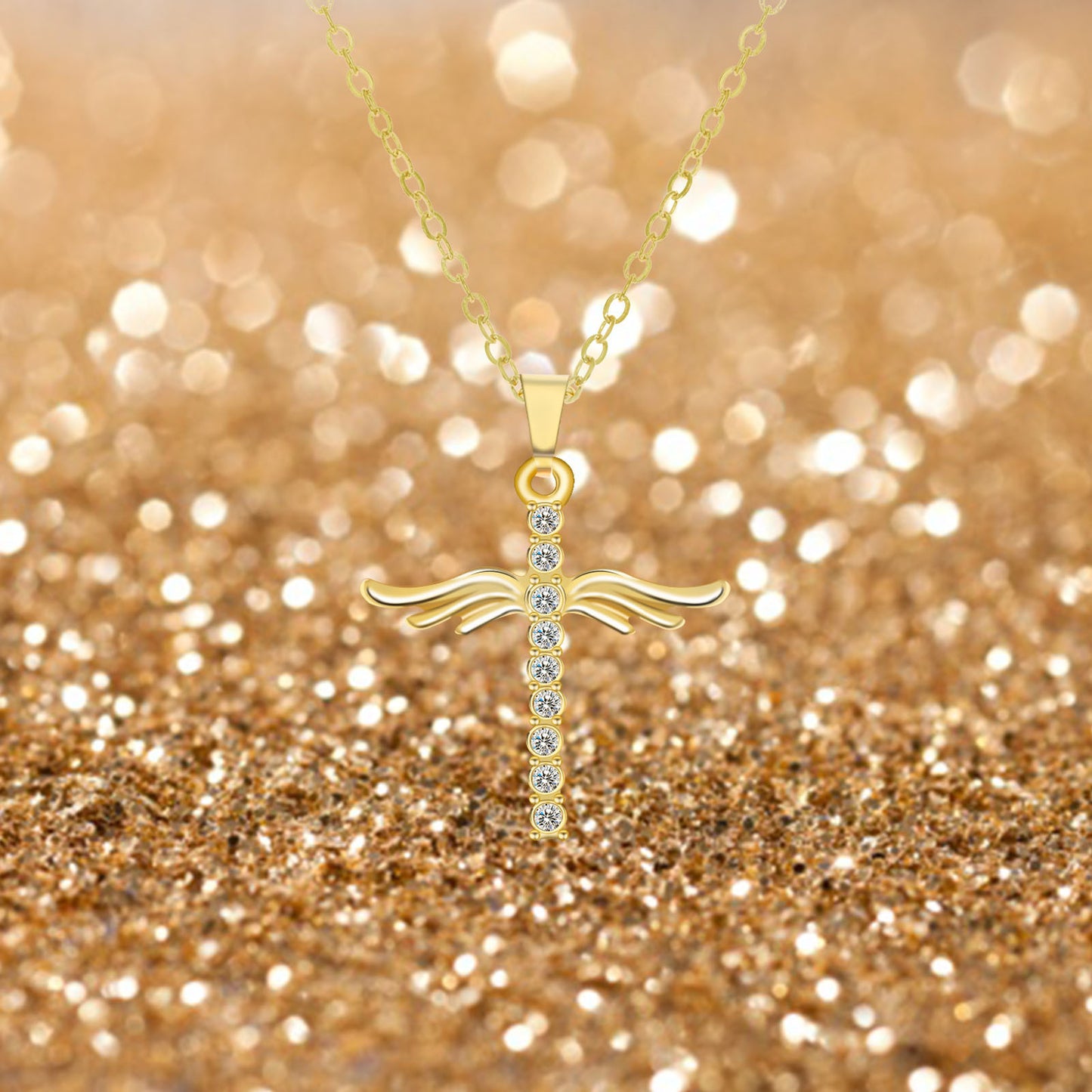 Angel Wings Cross Pendant Necklace For Woman Jewelry DealSniper.net