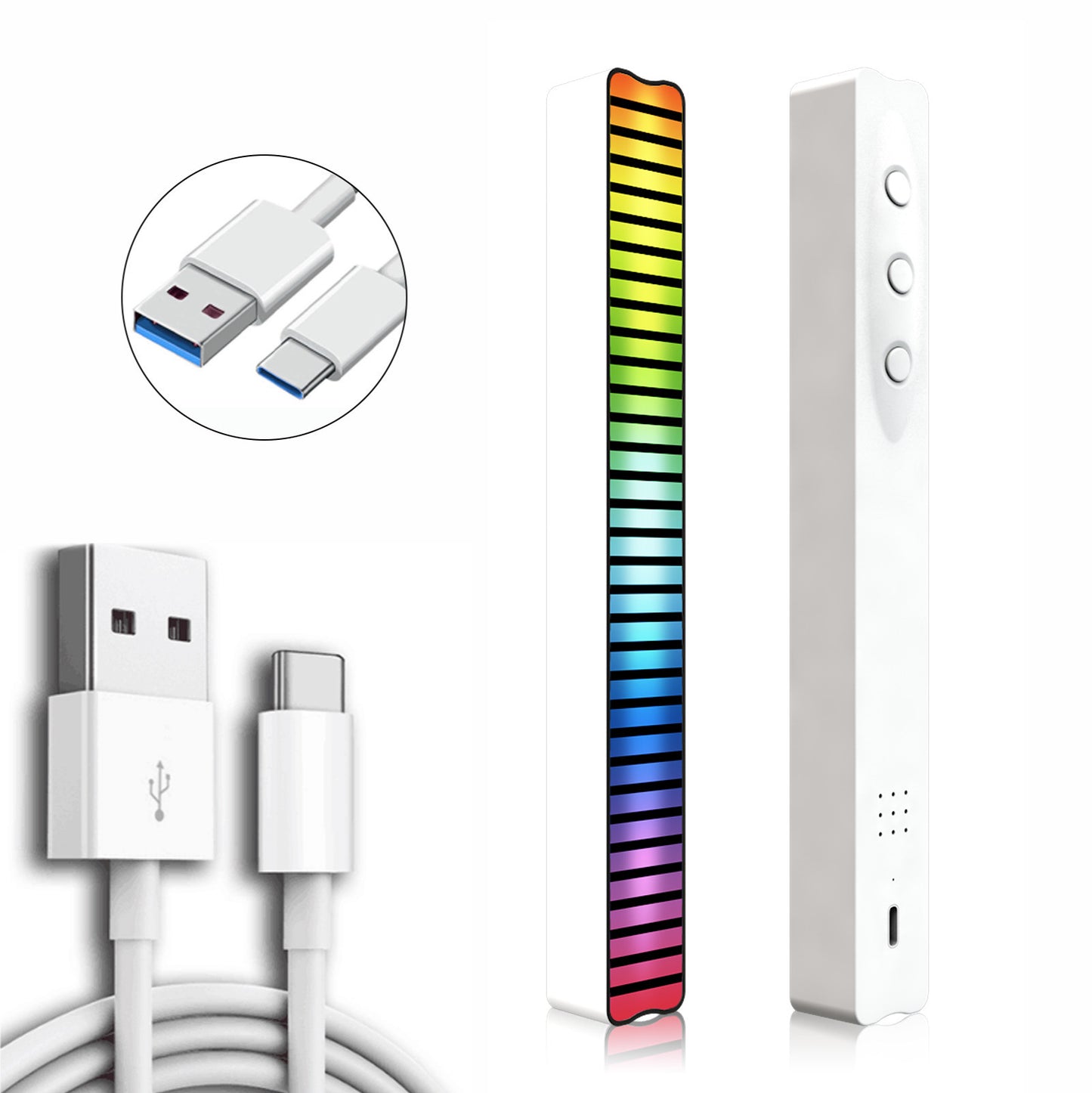 Intelligent RGB Voice Controlled Pickup Rhythm Lamp Electronics DealSniper.net White USB