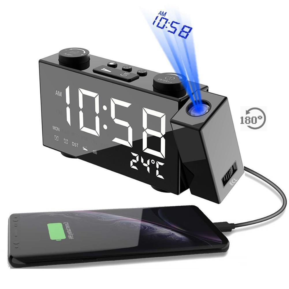 FM Radio Projection Alarm Clock With Digital Display Home Decor DealSniper.net