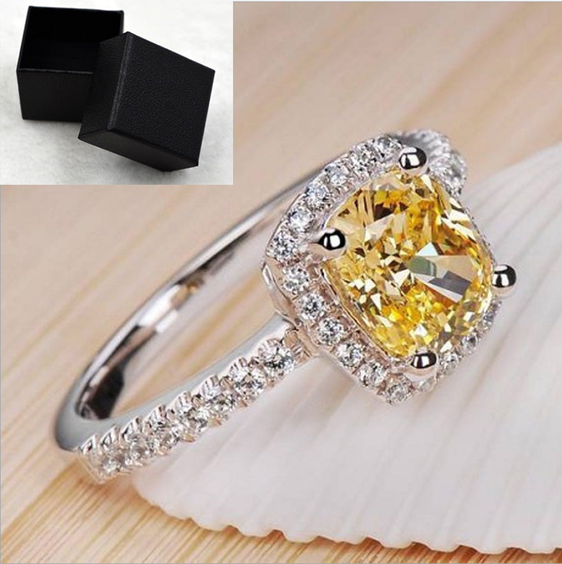 Rings For Women Bridal Wedding Anelli Trendy Jewelry Engagement Ring White Gold Color Anillos Jewelry DealSniper.net Yellow With Box 10