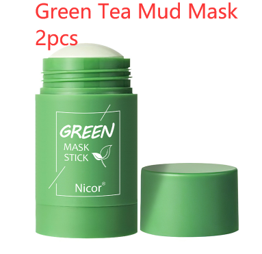 Cleansing Green Tea Mask Clay Stick Oil Control Anti-Acne Beauty dealsniper-net Green Tea Mud Mask 2pcs