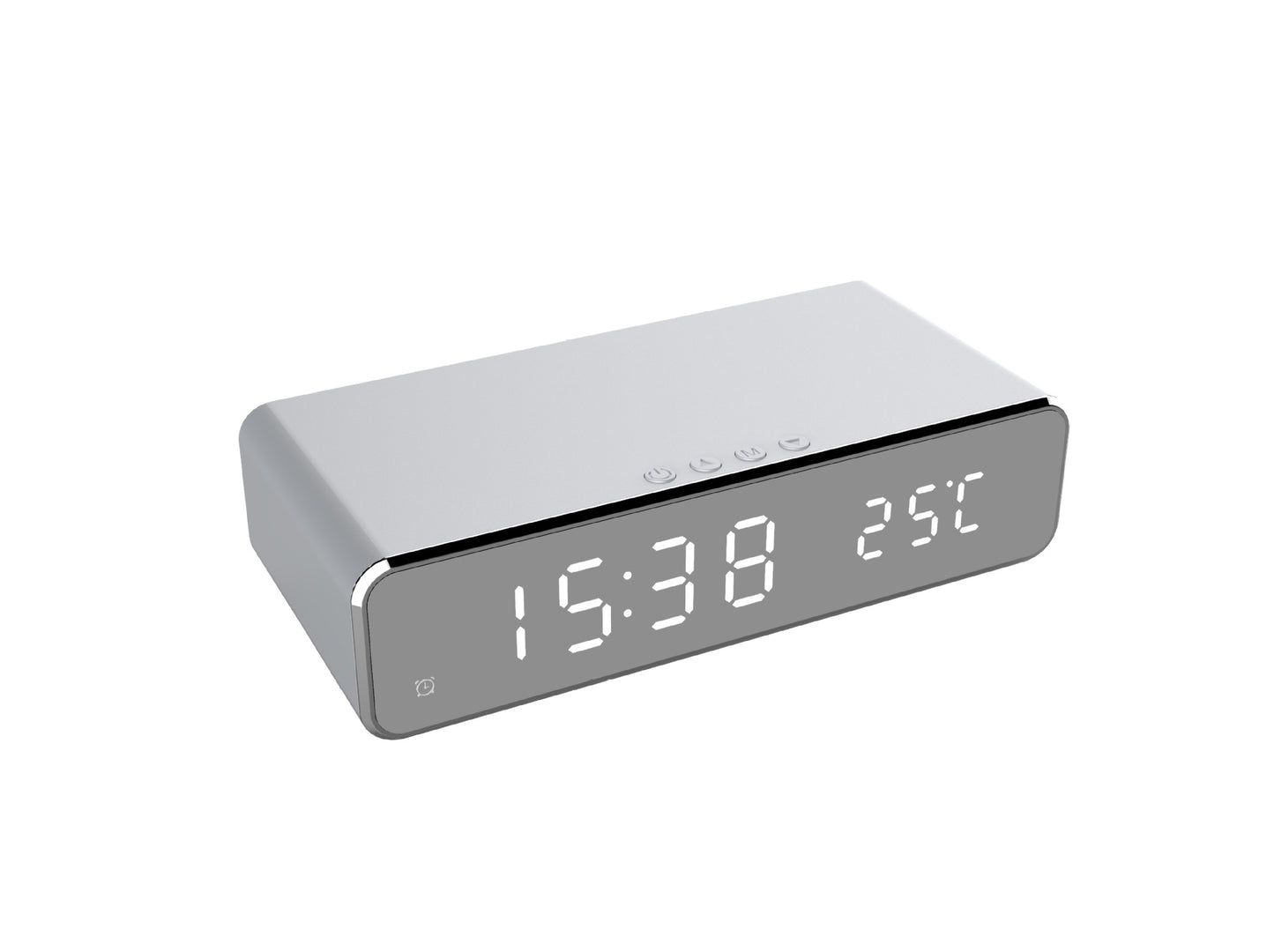 LED Electric Alarm Clock With Wireless Charger Desktop Home dealsniper-net Grey